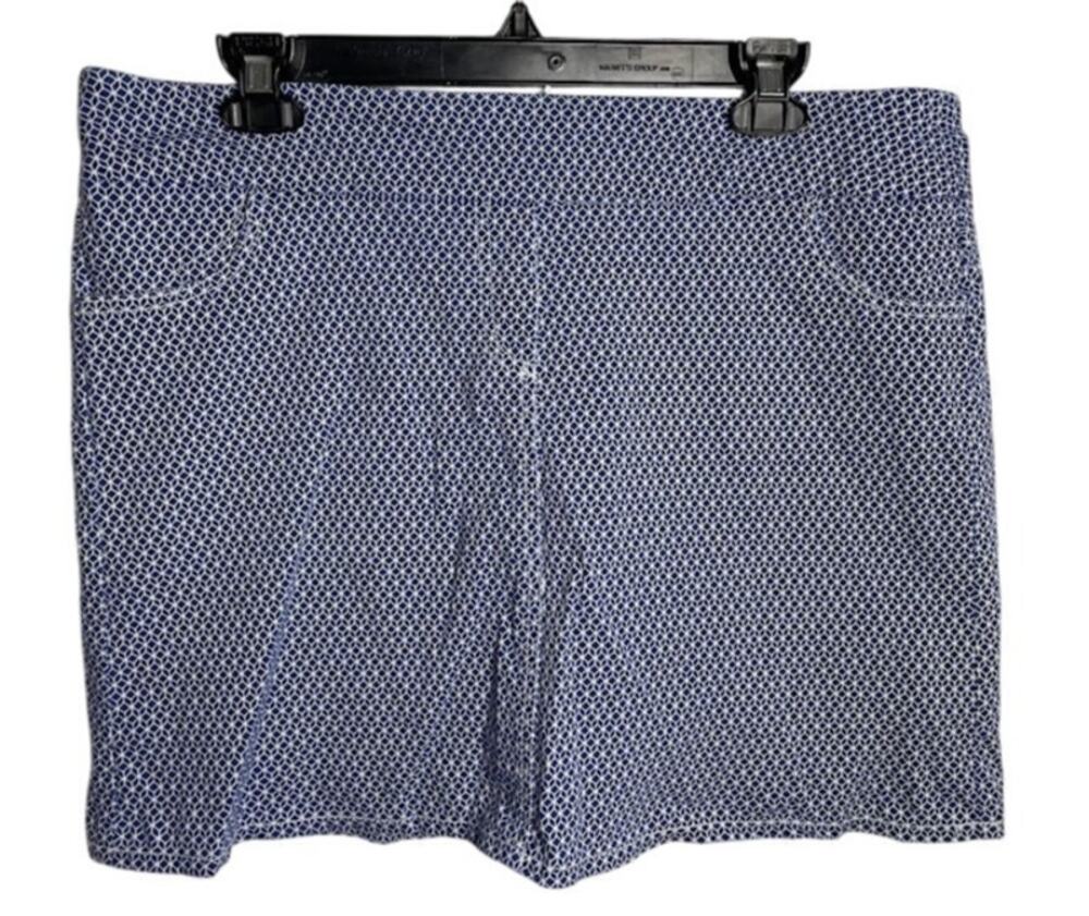 ATTYRE Womens Skort Blue Geometric Pattern‎ Pull On Stretch Casual Skort Size 10